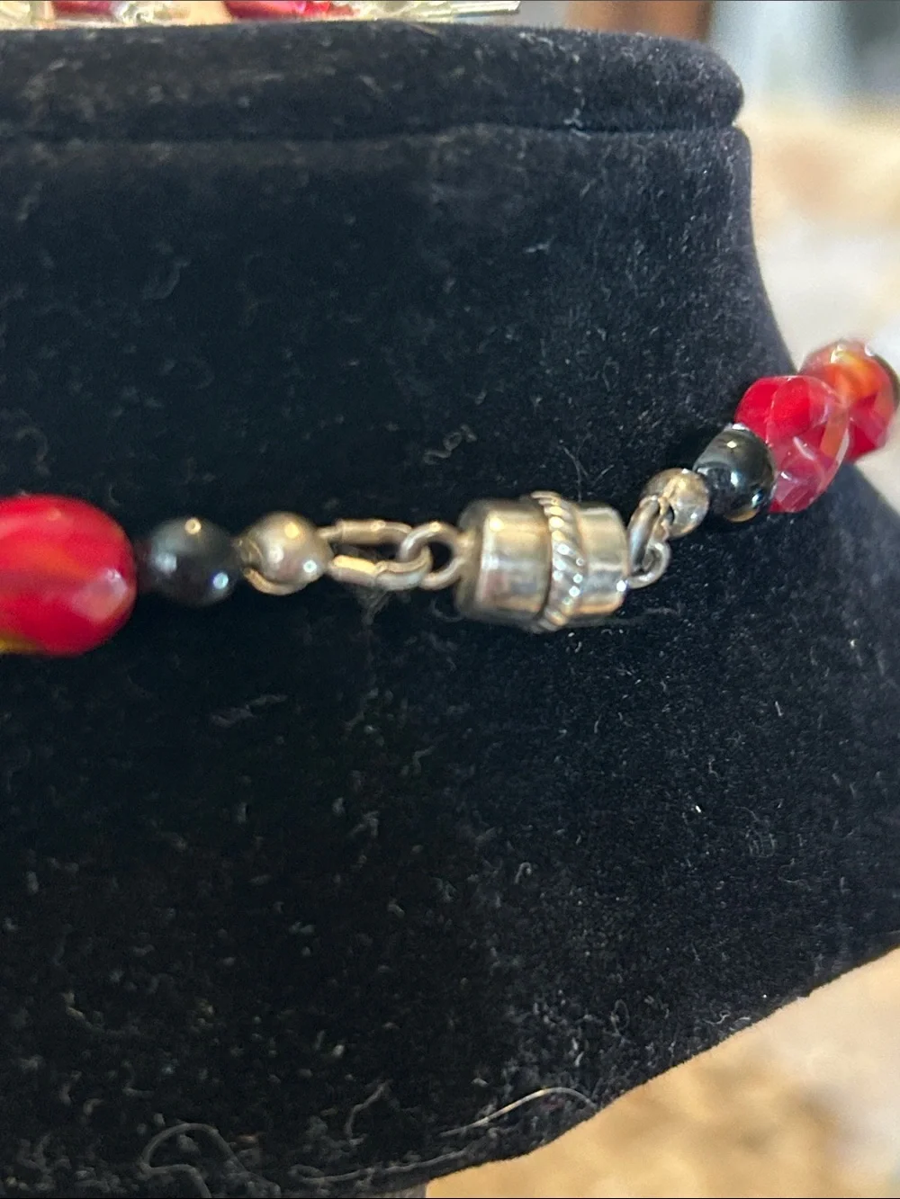 Red Beaded Necklace and Earrings Set Jewlery Set